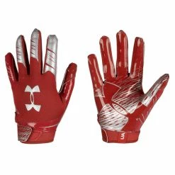Promo ✔️ Under Armour F7 Youth's Football Receiver Gloves Red/White ✨