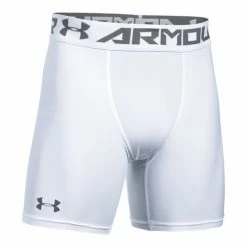 Outlet 😀 Under Armour Men's HeatGear Armour Mid Compression Shorts White/Gray 🥰